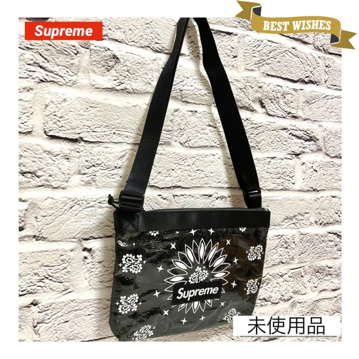Supreme ブラック ショルダーバッグ ペイズリー 未使用】21春夏 