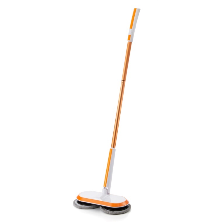 ラクラクお掃除コードレス回転モップクリーナー パッド4枚　ホワイトオレンジ　宅急便