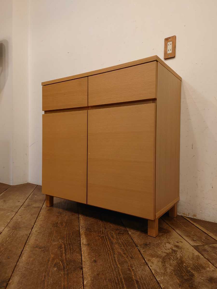 廃盤品】良品計画 無印良品 MUJI オーク材キャビネット 木製扉 脚付き 