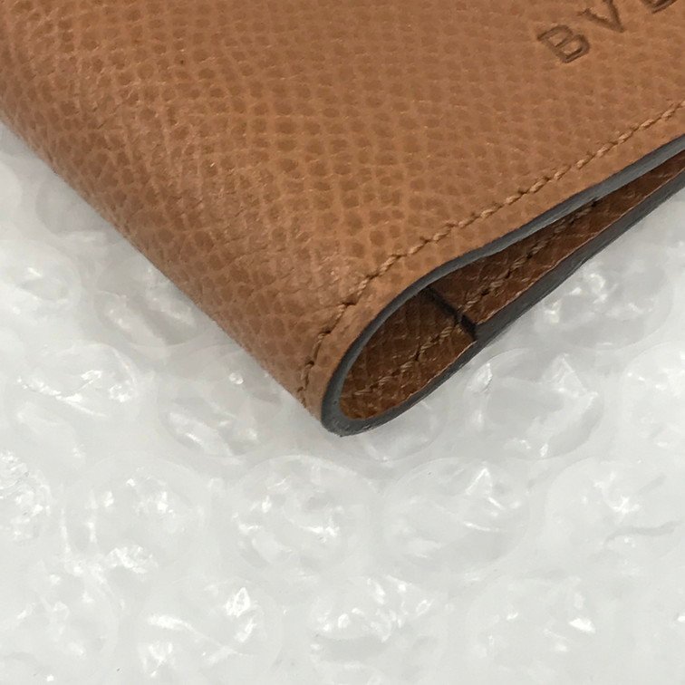 【美品】BVLGARI 二つ折り長財布 ダークブラウン レザー ブルガリ BVLGARI 札入れ ブラウン レザー - 財布 長財布 □未使用