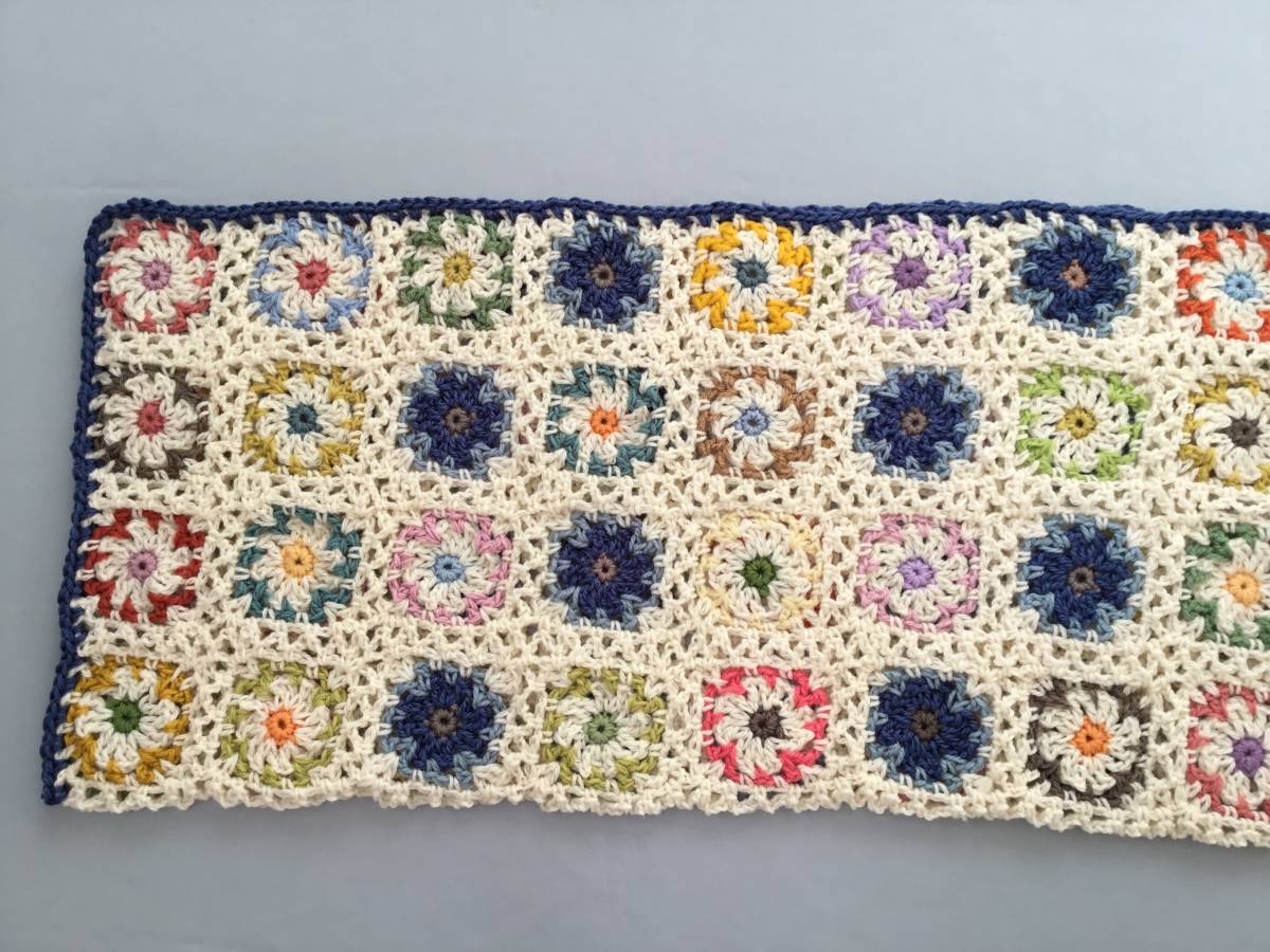☆ハンドメイド・ブランケット＊ポイントブルー＆お花畑モチーフ