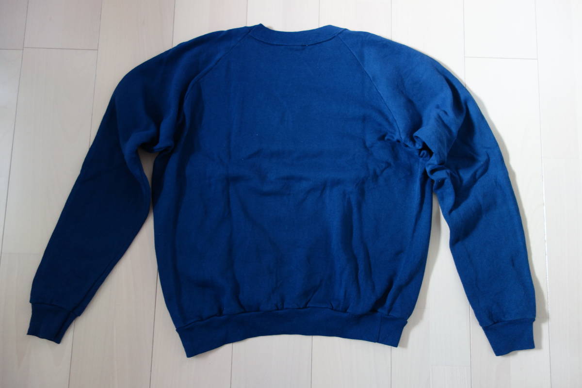 古着 USA製 ビンテージ フェルトプリント ラグランスリーブ スウェットシャツ ネイビー XL / calcru 裏起毛 長袖 トップス トレーナー