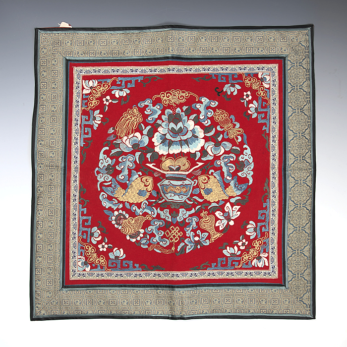 OTA] 中国刺繍裂 紅地 60cm（古玉・古玩・中国骨董） GEM701コレクター