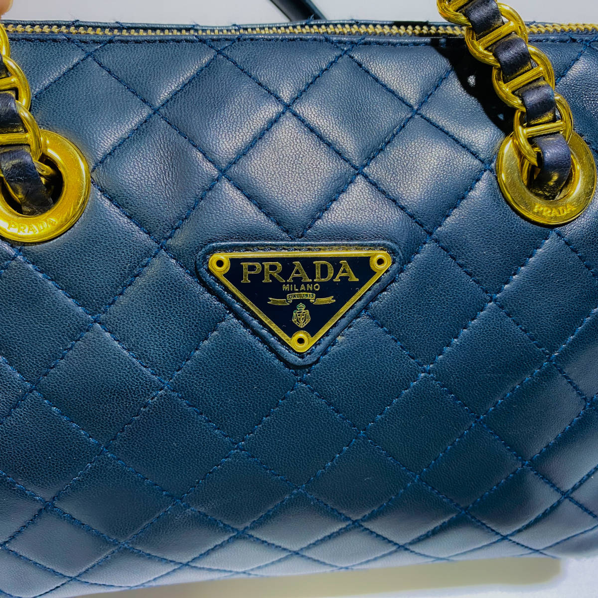 極美品】PRADA プラダ チェーンハンドル キルティング ミニボストン