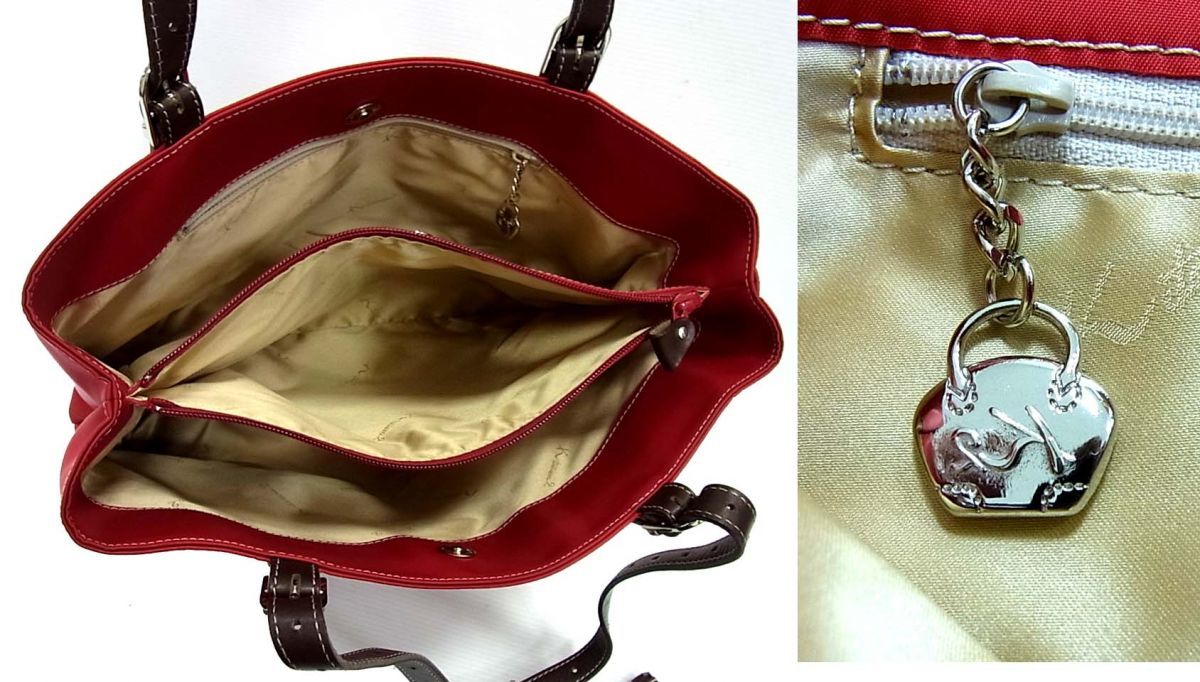 □キタムラ2 トートバッグ コインケース付き ハンドバッグ レッド 鞄 