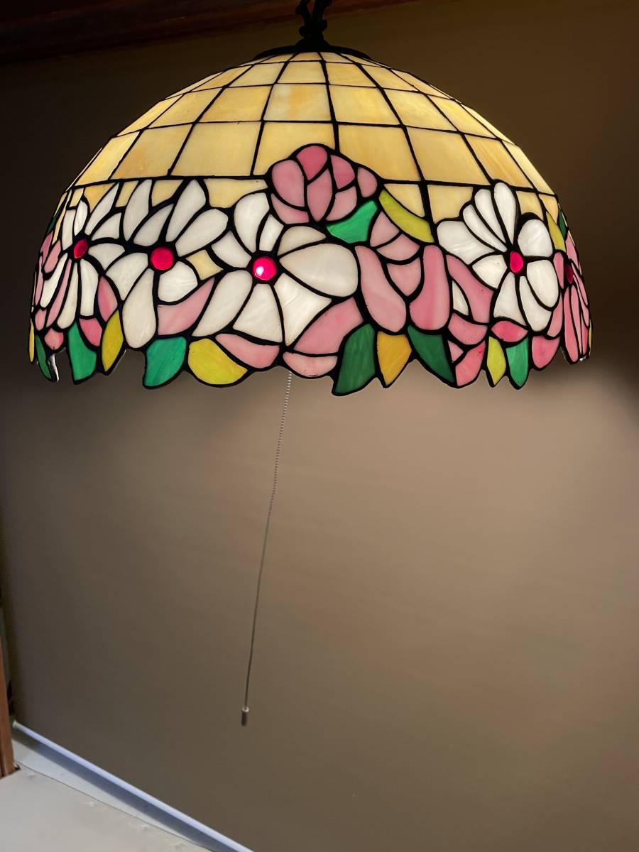 ヤマギワ ステンドグラス3灯ペンダントライト(照明)｜売買された