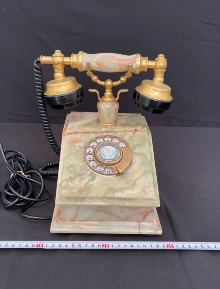 アンティーク 大理石 電話 昭和 レトロ ダイヤル 大理石固定電話 NIKKO