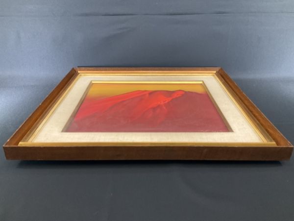 真作保証□油彩□清水梵朝□赤富士□壮大迫力の逸品□日本画府理事