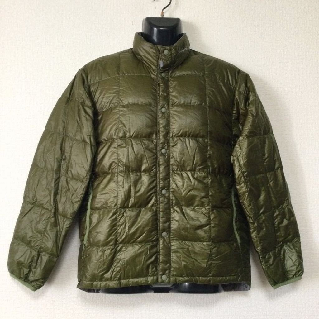 美品☆mont-bell/モンベル☆ダウンジャケット☆ダウン90%/防寒/超軽量/ジャンパー/登山/キャンプ/アウトドア/カーキー×グレー/S