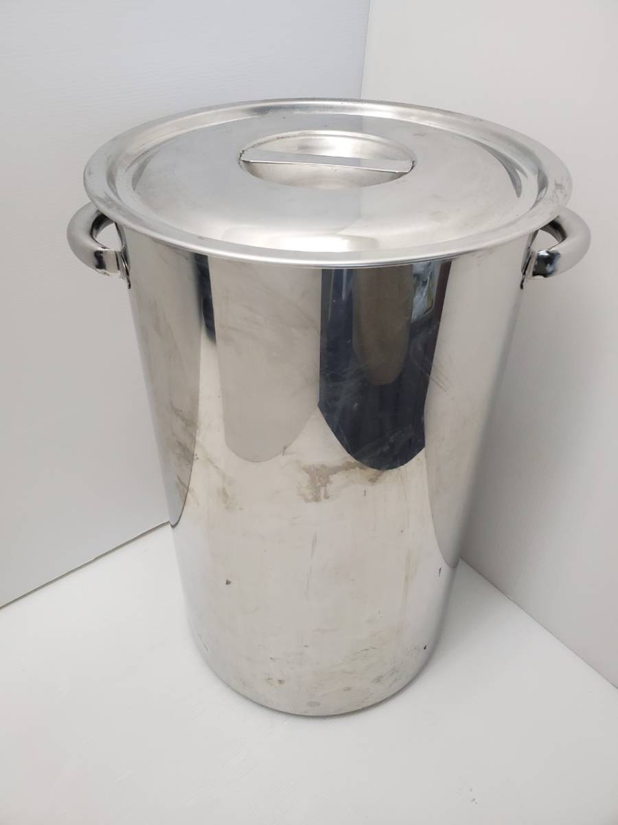 M1883-1 【美品】深型寸胴鍋 直径285×H460㎜ 蓋つき 26L
