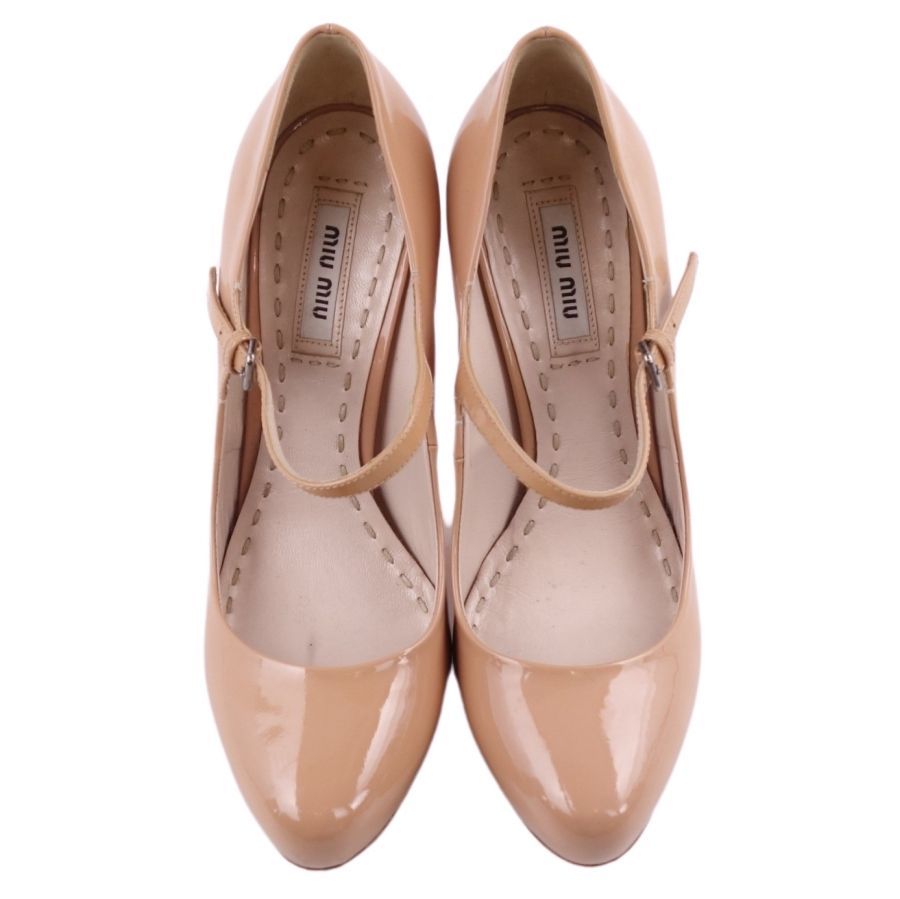 MiuMiu プラットフォーム ストラップパンプス エナメル レザー 黒 難