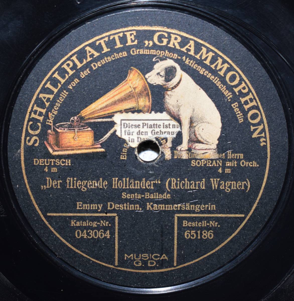 独 SCHALLPLATTE GRAMMOPHON 65186 12吋SP　エミー・ディスティン(Sop) ワーグナー：さまよえるオランダ人/タンホイザー