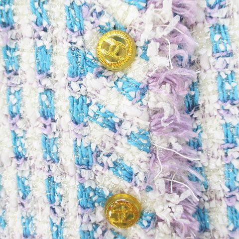 シャネル CHANEL 膝丈 台形スカート ツイード スカート 40 白系