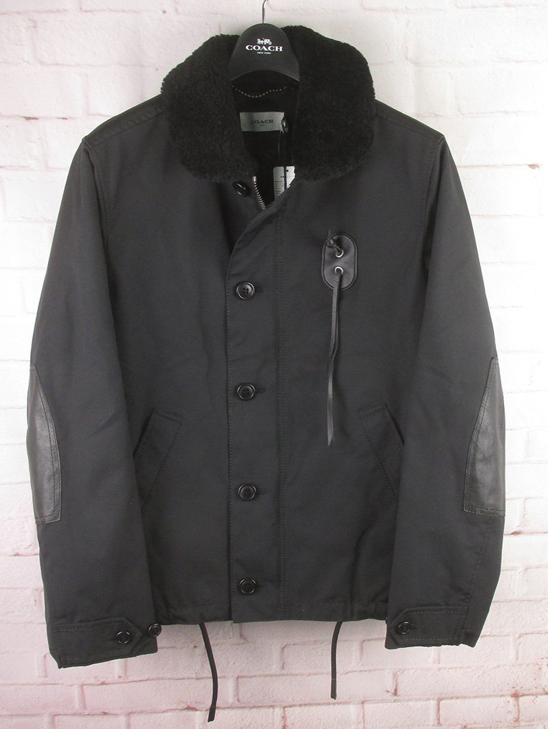 ◇美品【COACH コーチ】レザー切替 スタジャン 78473 ブラック XS