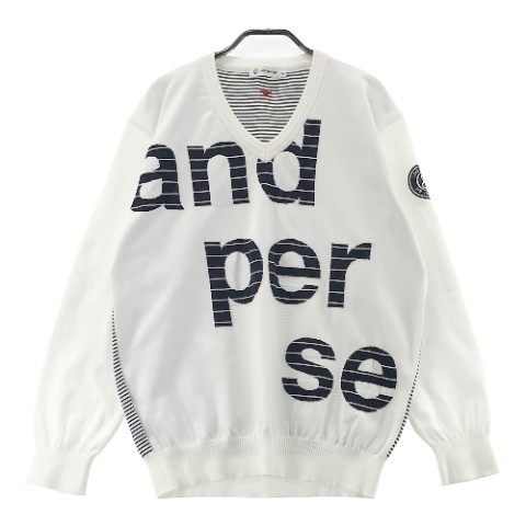 美品】AND PER SE アンパスィ Vネック ニットセーター ワッペン 