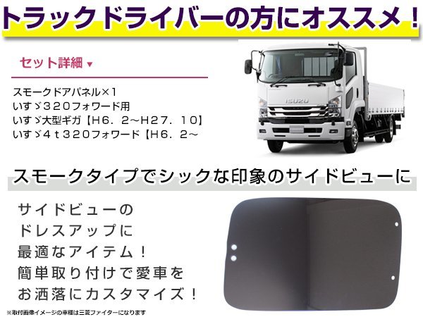いすゞ ISUZU フォワード320 GIGAギガ 安全窓 スモーク 透明 アクリル