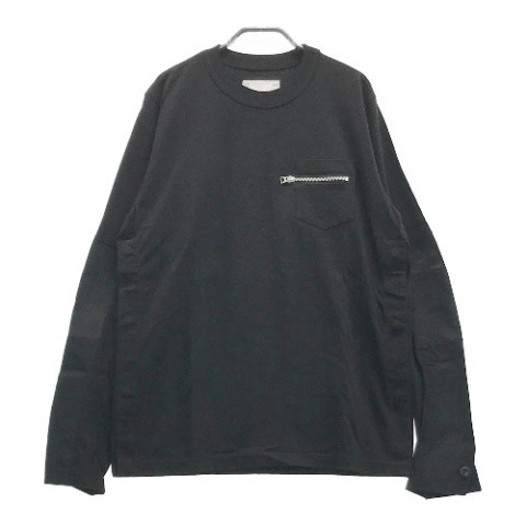 sacai サカイ COTTON NYLON OXFORD LONG SLEEVE 21-02515M 長袖Tシャツ ブラック系 3 [240001863179] メンズ