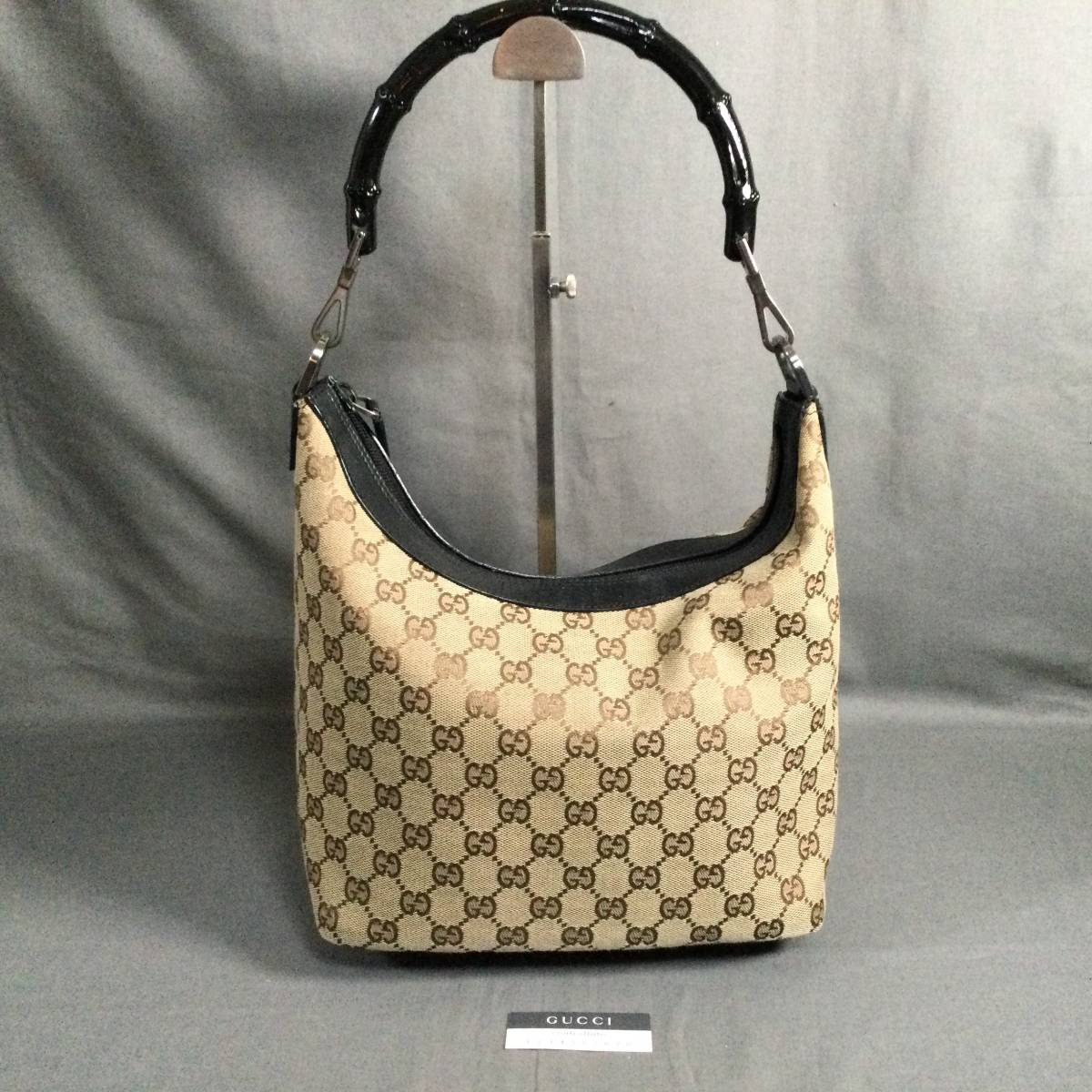 ☆　1/17　225835　GUCCI　グッチ　GGキャンバス　バンブー　ショルダーバッグ　ブラウン系