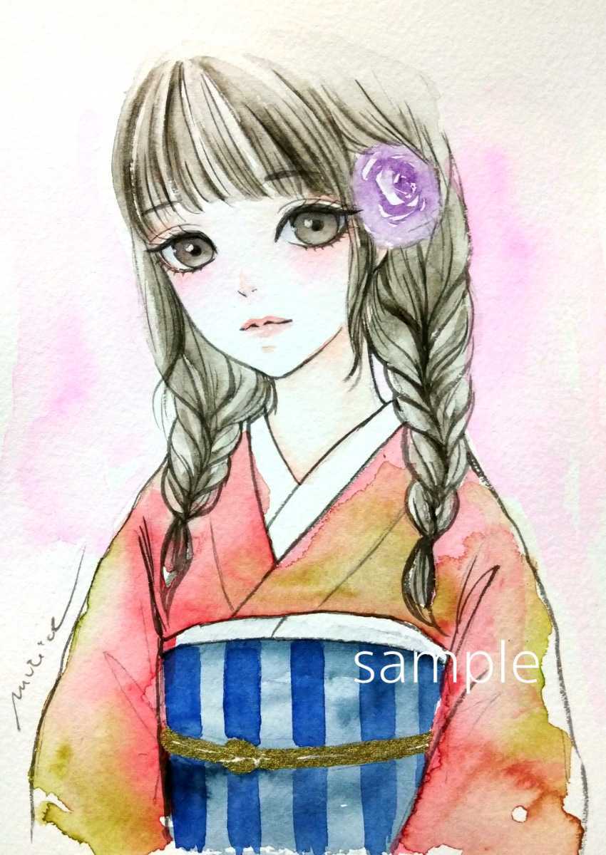 偽物 値段 専用 絵画 原画 肉筆 水彩画 手描きイラスト 和装