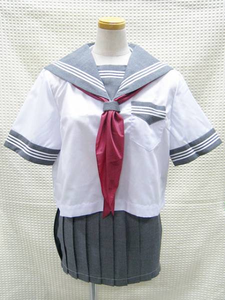 ★大きい!! 半袖3本ラインセーラー服セット（185）グレー 新品♪