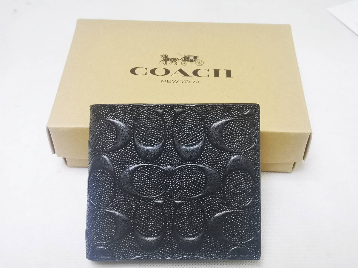 新品未使用コーチメンズ財布正規品エンボスシグネチャー小銭入れ付き