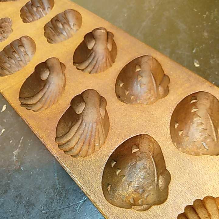 昭和レトロ/菓子型/貝殻/貝尽くし/落雁/干菓子/和菓子/練切/木製/木型