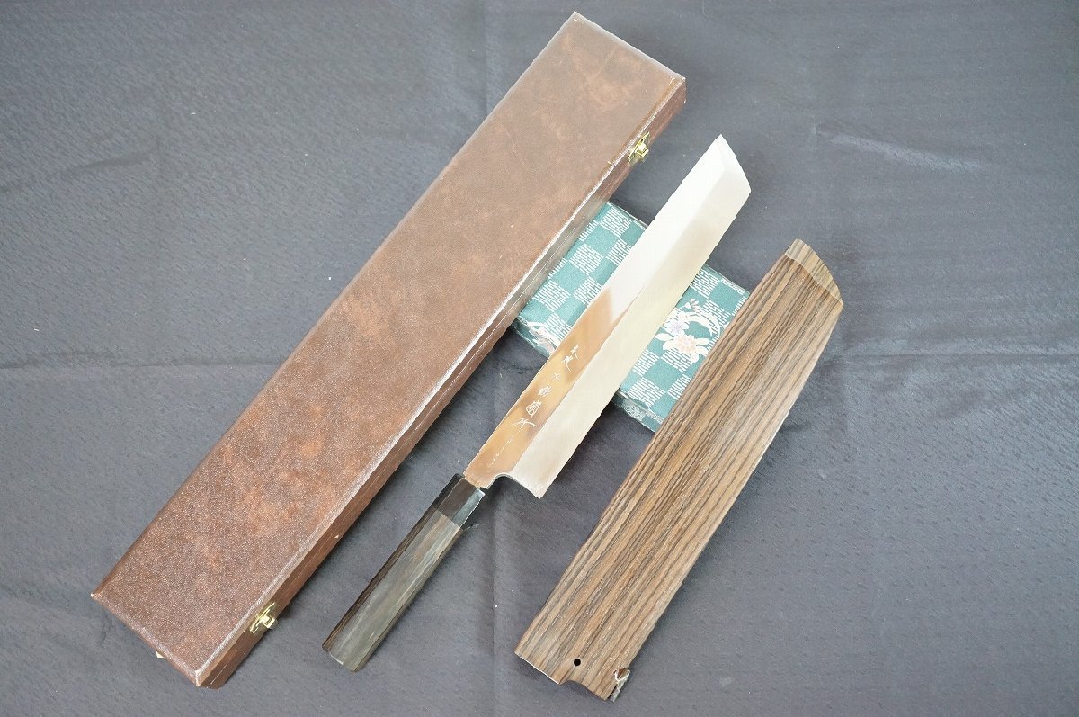 [TH] [G091610] 【未使用】不動國行 和包丁 鱧切包丁 本焼 尺一 鞘付き 全長490mm 刃長330mm