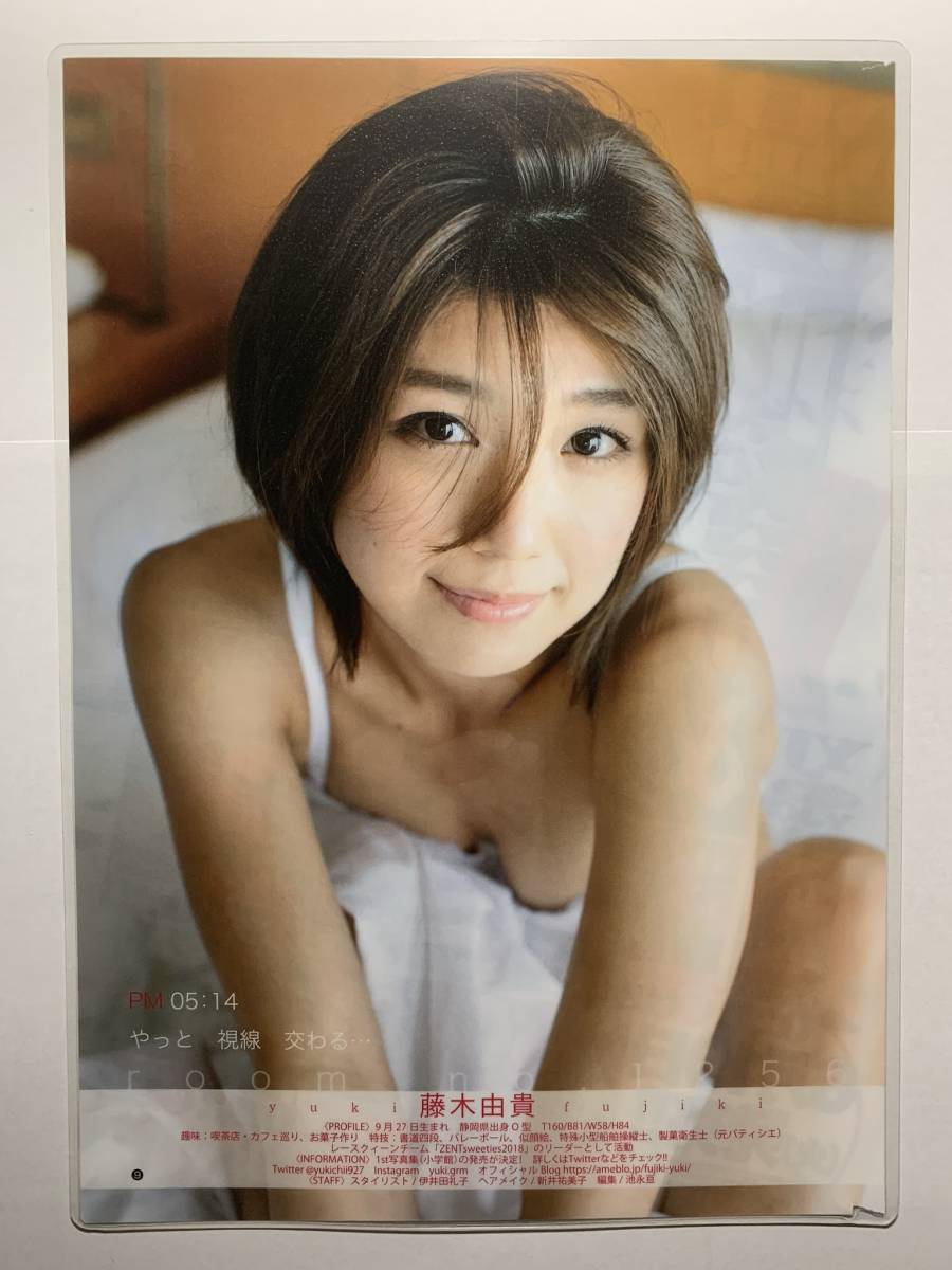 厚手ラミネート加工】藤木由貴 水着 雑誌切り抜き 5ページ【グラビア