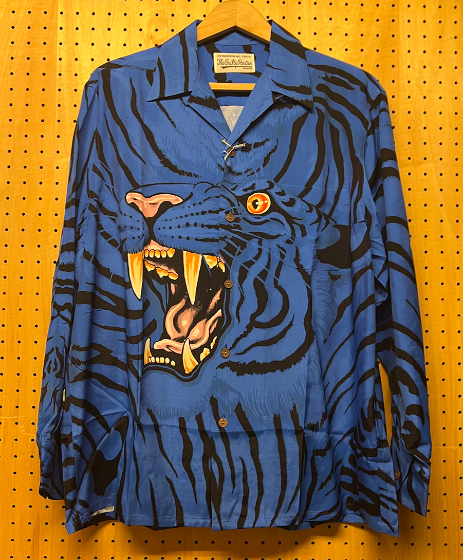 WACKO MARIA ワコマリア TIM LEHI コラボ 虎柄 ハワイアンシャツ 長袖 BLUE Mサイズ ファッション わ