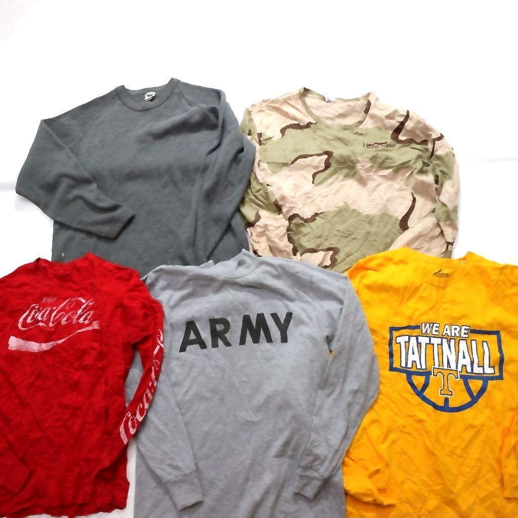 ★訳あり 30枚 長袖TシャツMIX set カモフラ 英字 他 [メンズ] まとめ売り セット 古着卸 最落なし 1円スタート 訳有866