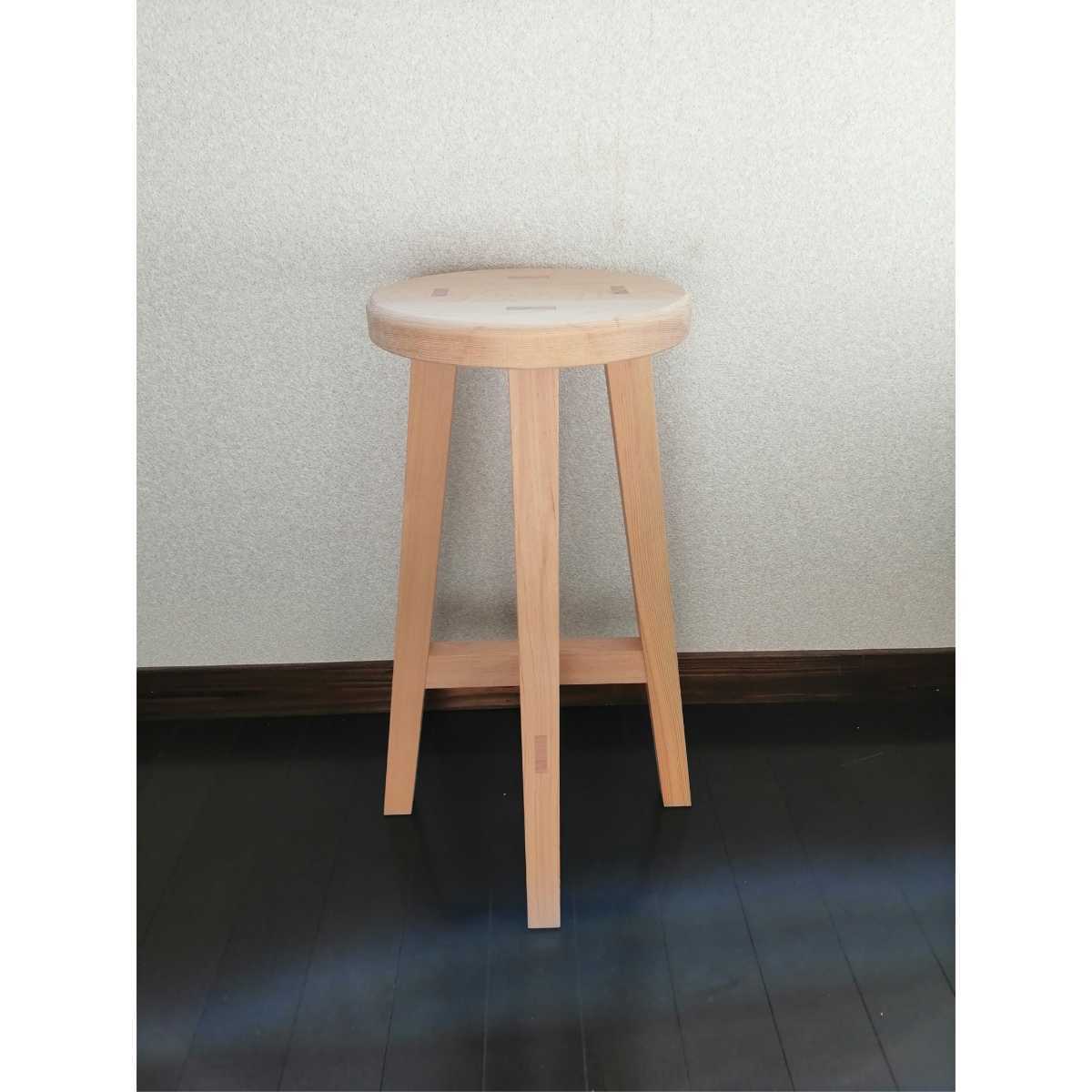 ほぞ組】木製スツール 高さ47cm 丸椅子 stool 猫犬 stool 木製スツール 丸