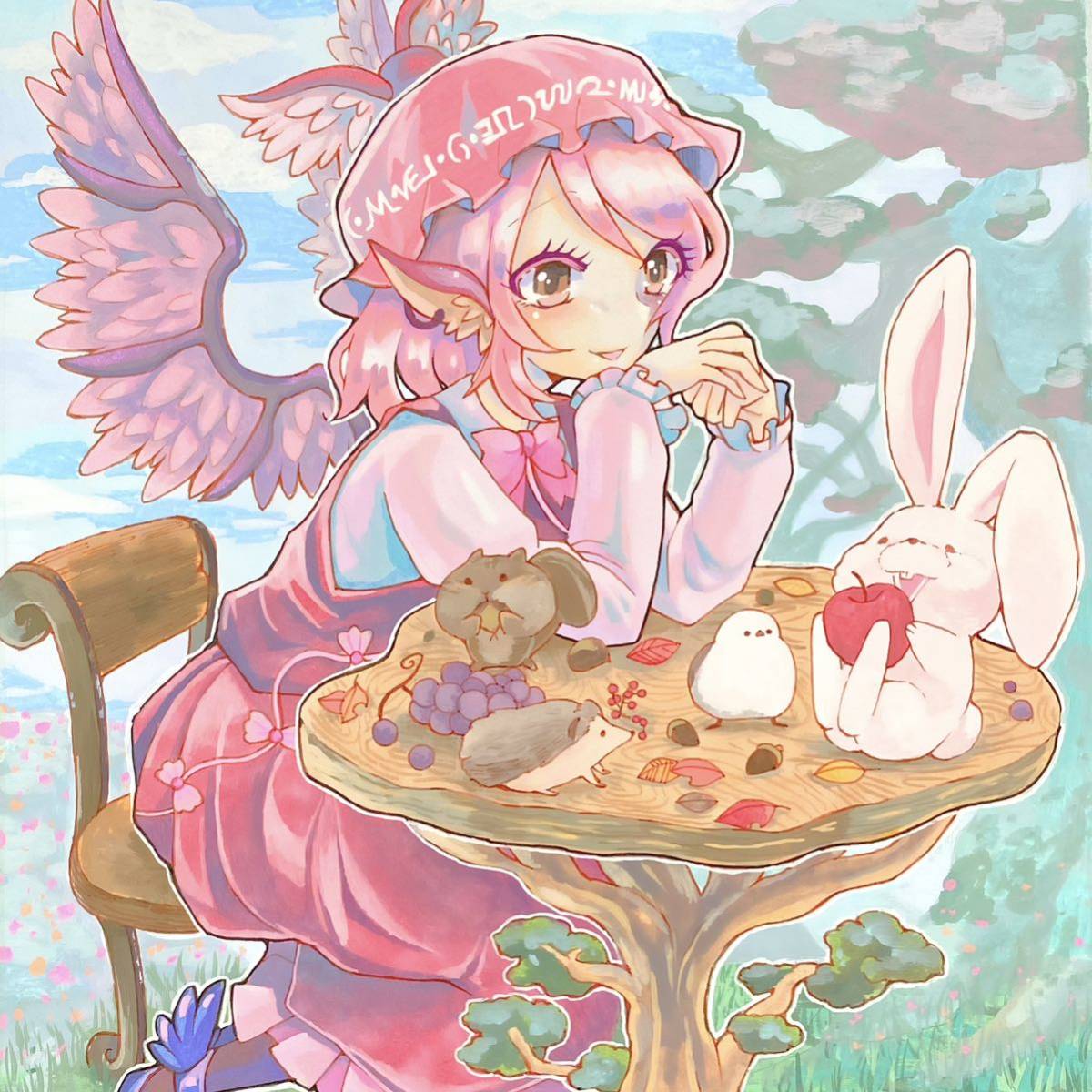 手描きイラスト/東方Project/東方永夜抄/ミスティアローレライ/色紙  