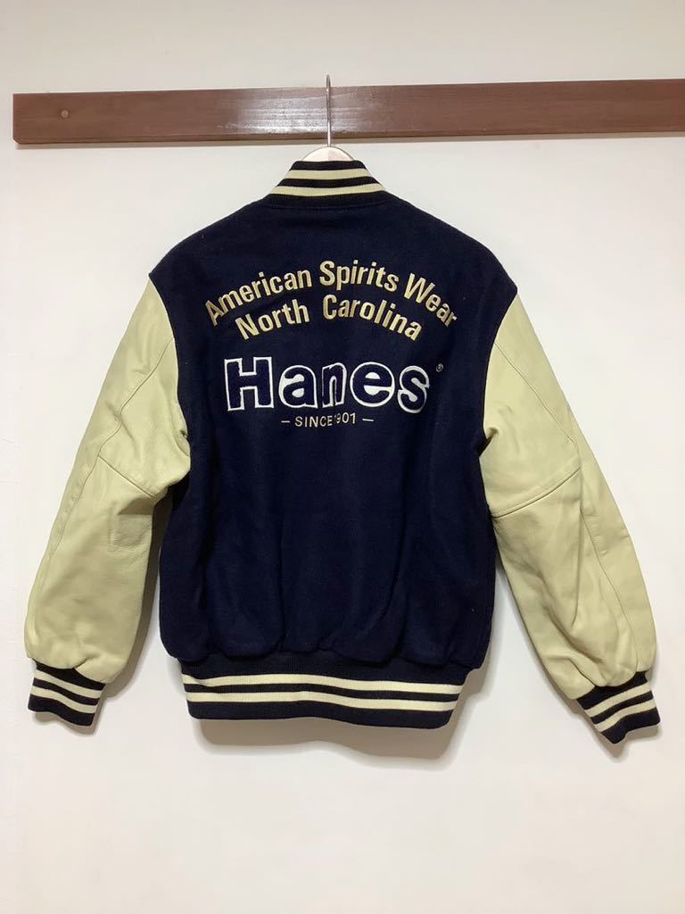 り1006 Hanes ヘインズ スタジアムジャンパー スタジャン M 袖レザー  