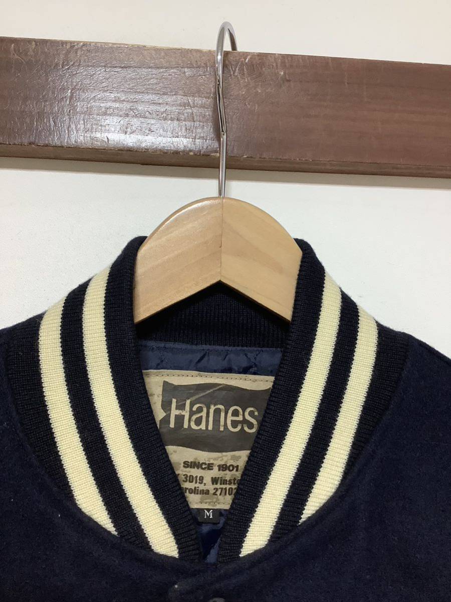 り1006 Hanes ヘインズ スタジアムジャンパー スタジャン M 袖レザー  