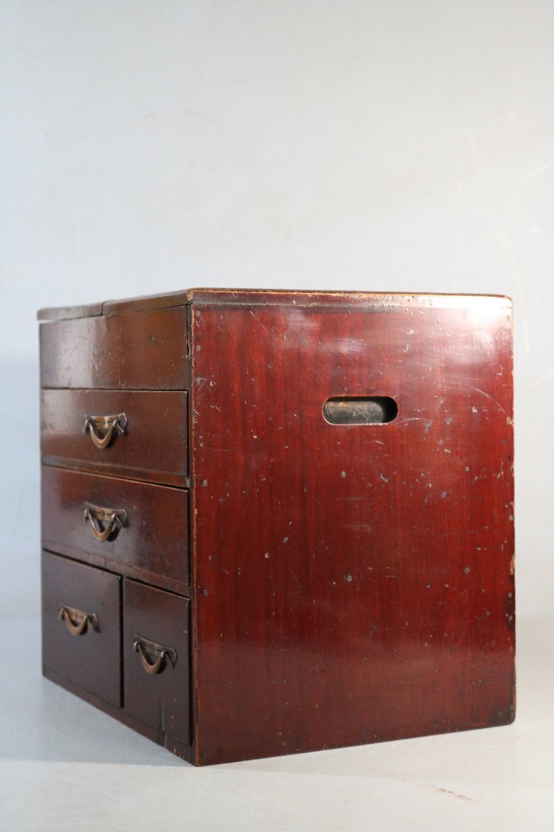 鏡台 化粧台 小物入 6段 引出収納 収納棚 木工芸 レトロ アンティーク 中国