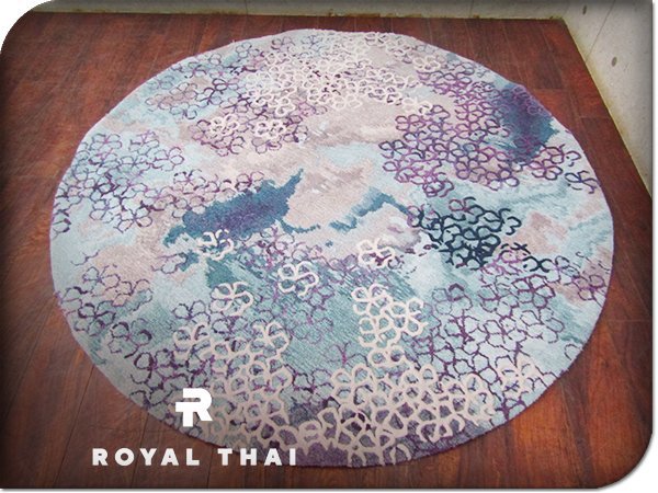 ■美品■ROYAL THAI ×TOLI/東リ■高級■ウール100％■ラグジュアリー■ハイクラスモダン■ラウンド■ラグカーペット■20万■gr125t