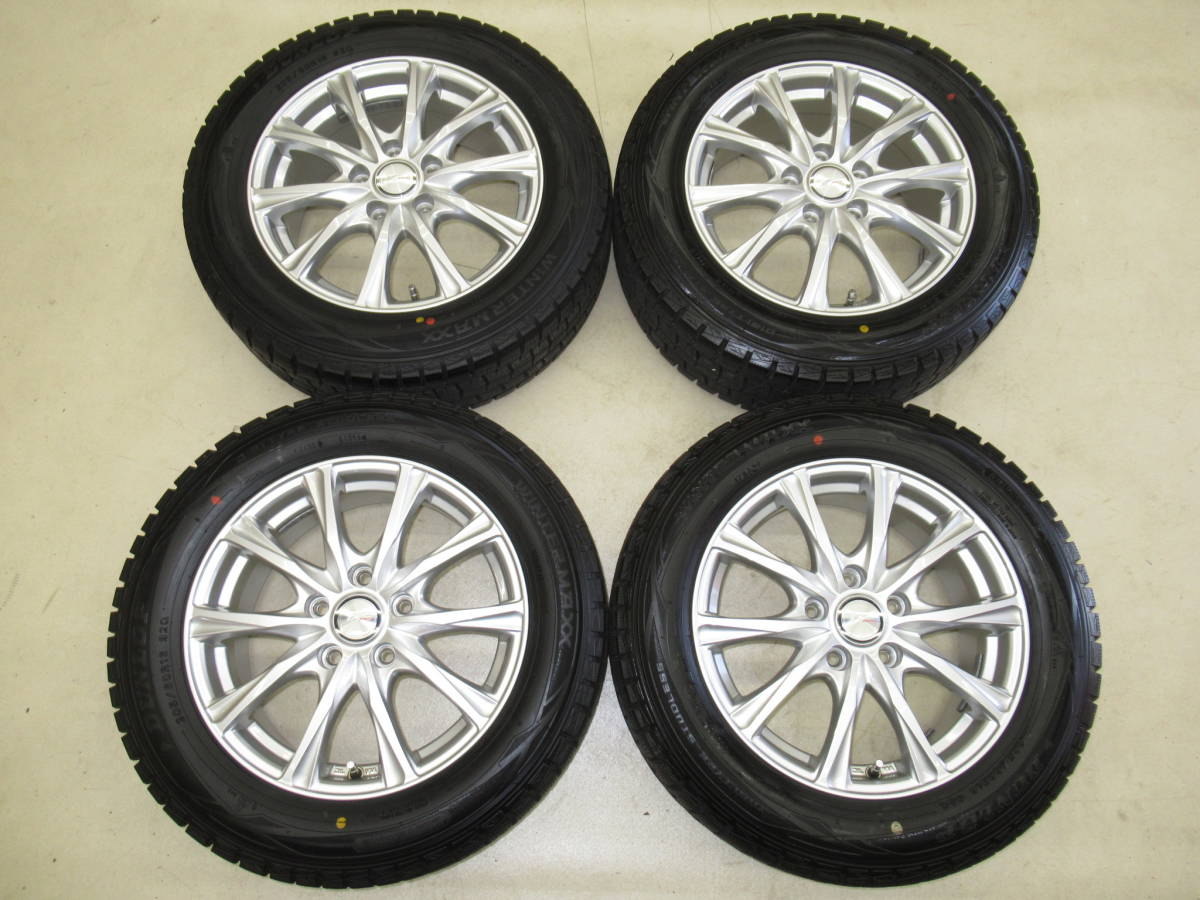 ガリ傷無し!Weds JOKER GLIDE 6.5J-16 off+53 pcd114.3/5H 205/60R16 バリ山スタッドレス付き4本 ノア，ステップワゴン，ヴォクシー，アクセラ