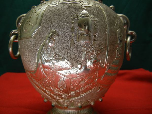 中国 飾り壺 SILVER ○ 中国画 玉 ○ CHINA 銀 【公式通販】