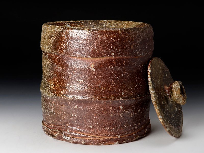 【茶道具】信楽 耳付水指 高橋楽斎 茶道具 水指 水差し 信楽焼き 耳付 窯変 高橋楽斎窯 共蓋 信楽焼