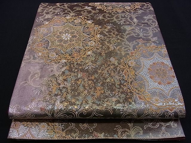 着物屋ほのか■六通柄袋帯　正倉院刻金華文　金銀糸　逸品　ds0337