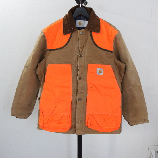 H455 90sビンテージ carhartt カーハート ダック 裏地ブランケット ハンティングジャケット■1990年代製 約XLサイズ ブラウン ワーク 80s