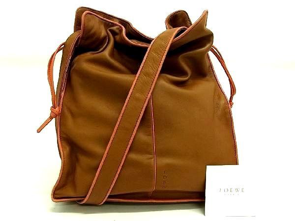 ロエベ LOEWE アナグラム 巾着 ショルダーバッグ レザー ナッパレザー 