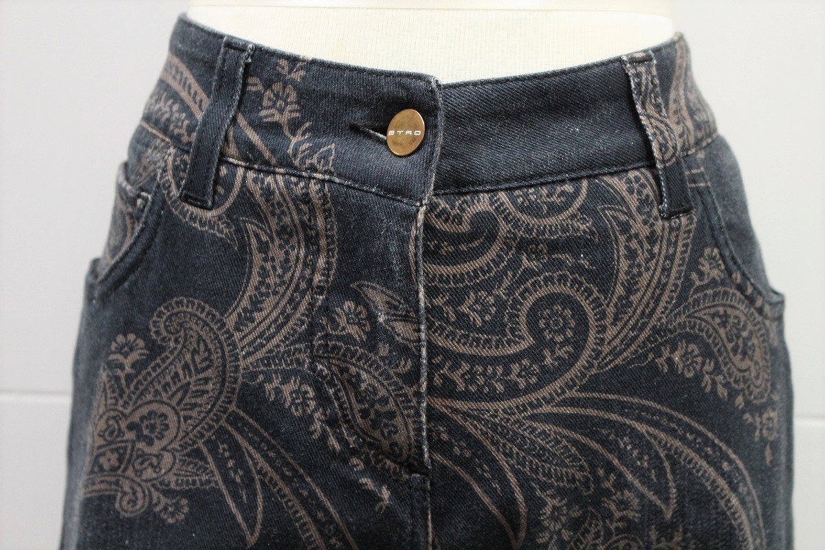 ETRO エトロ パンツ ボトム デニム ジーンズ 黒 ブラック ペイズリー 