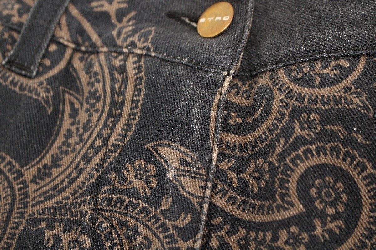ETRO エトロ パンツ ボトム デニム ジーンズ 黒 ブラック ペイズリー 