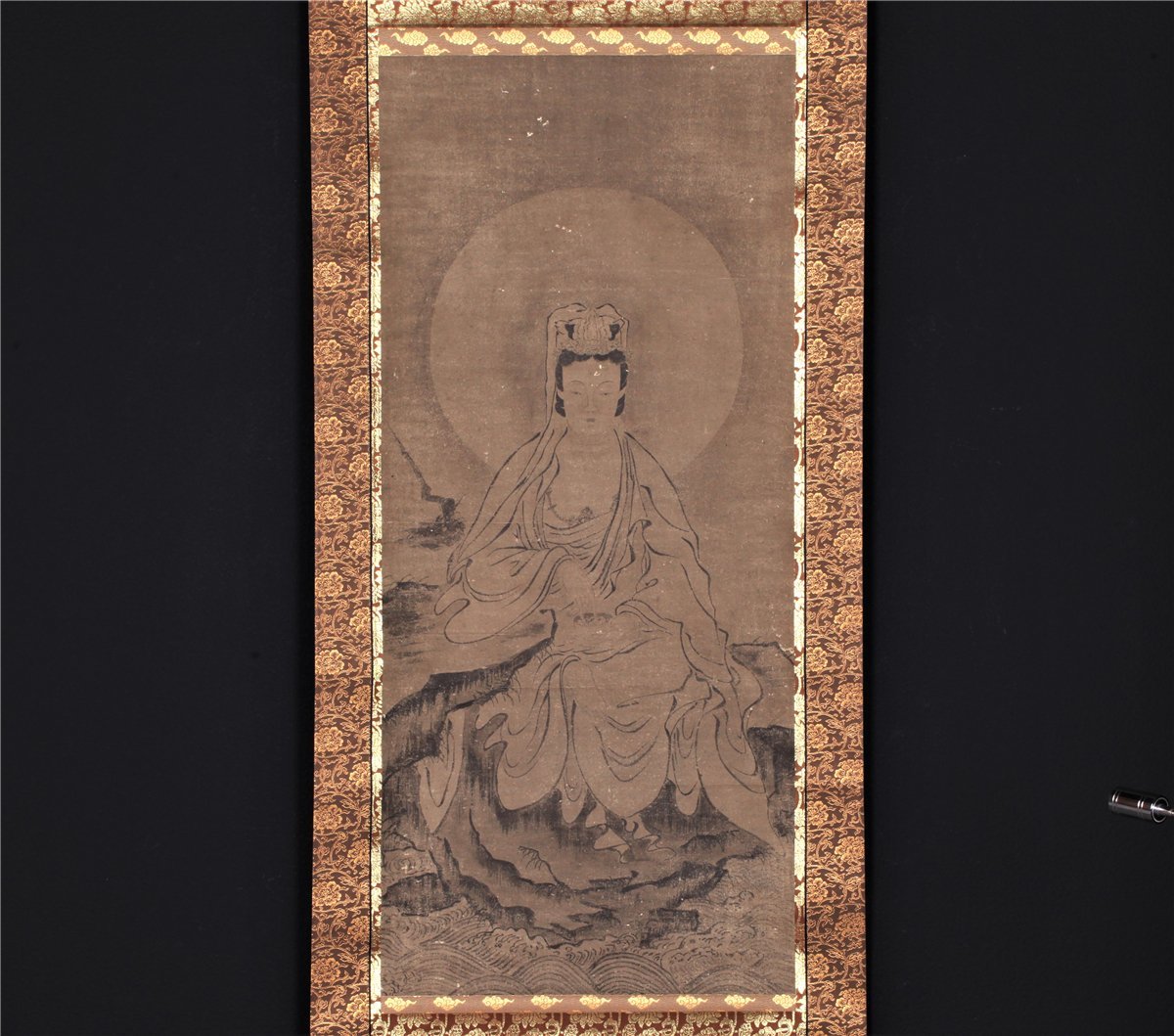 無盡蔵】【模写】【肉筆】〈水月観音〉中国 大幅 紙本 掛軸 仏教美術 紙本