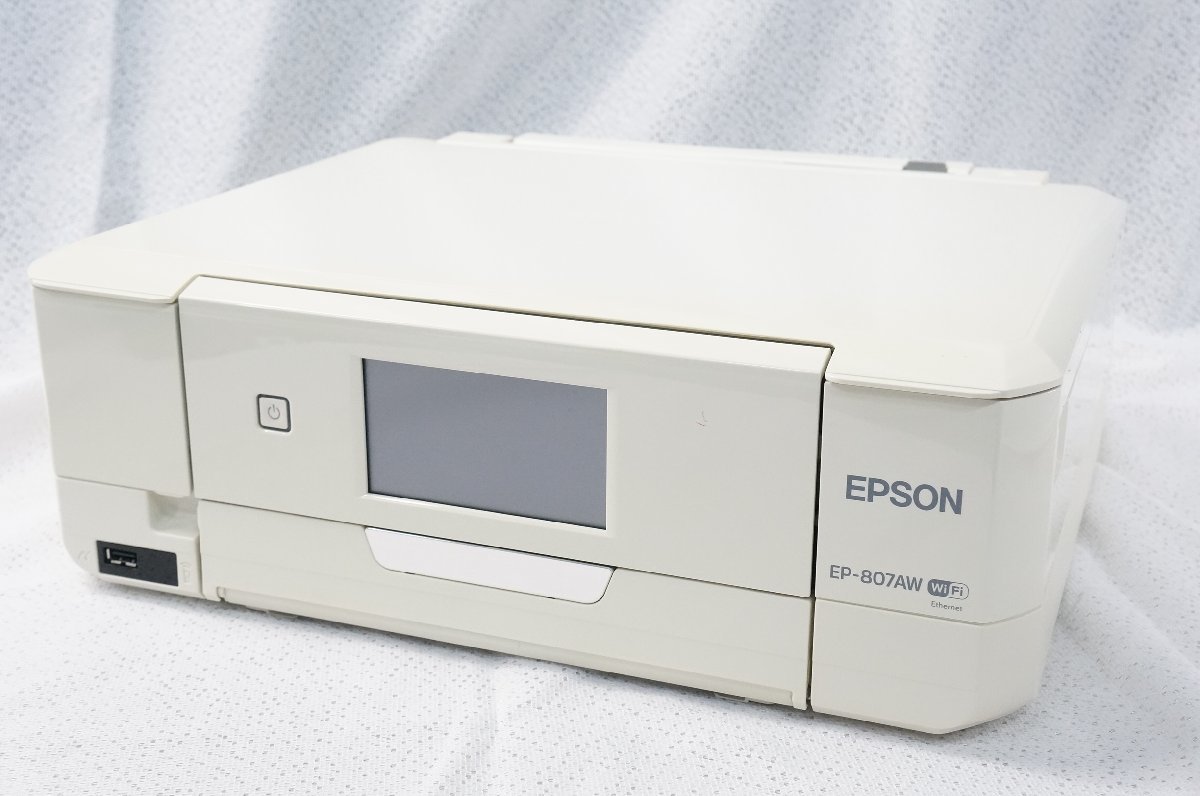 09☆EPSON/エプソン 複合機 Colorio カラリオ EP-807AW ホワイト 白 2014年製 プリンター☆635N8/1b