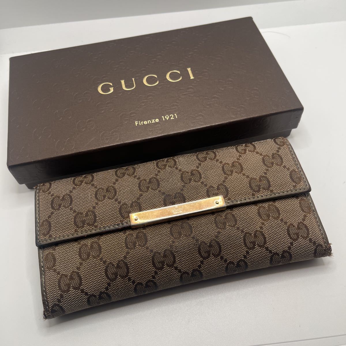 グッチ 長財布 GUCCI Wホック GGキャンバス GG柄 レザー キャンバス W