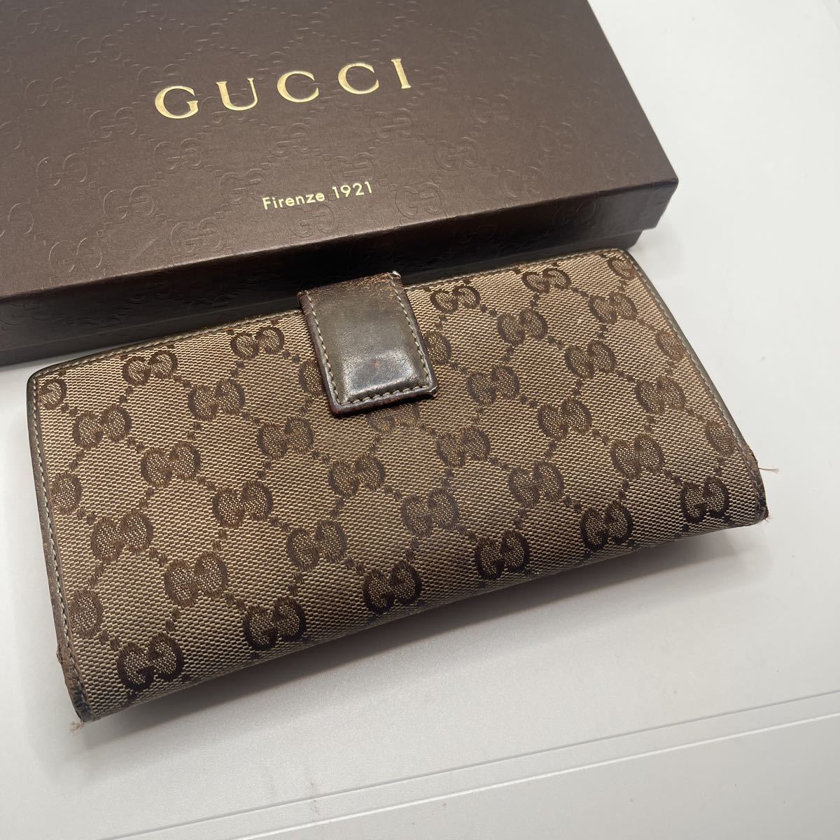 グッチ 長財布 GUCCI Wホック GGキャンバス GG柄 レザー キャンバス W