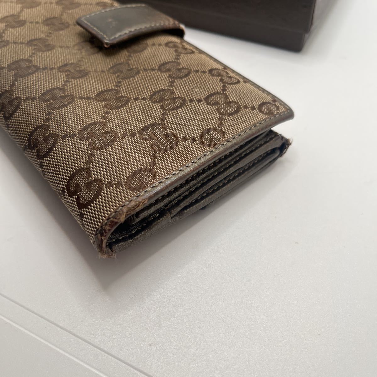 グッチ 長財布 GUCCI Wホック GGキャンバス GG柄 レザー キャンバス W