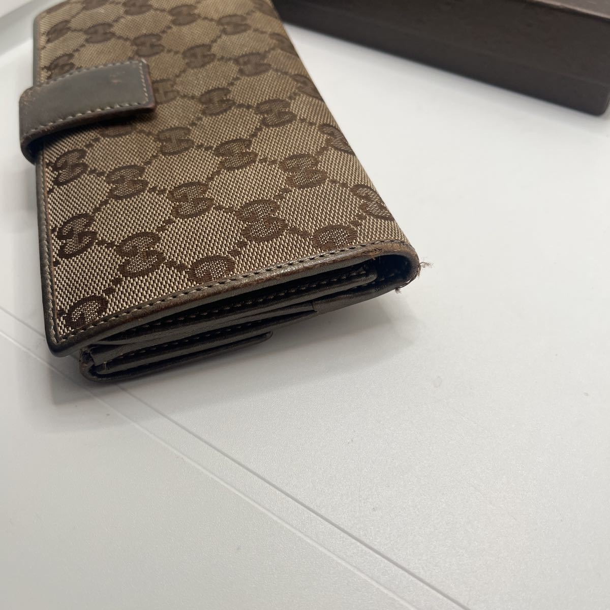 グッチ 長財布 GUCCI Wホック GGキャンバス GG柄 レザー キャンバス W